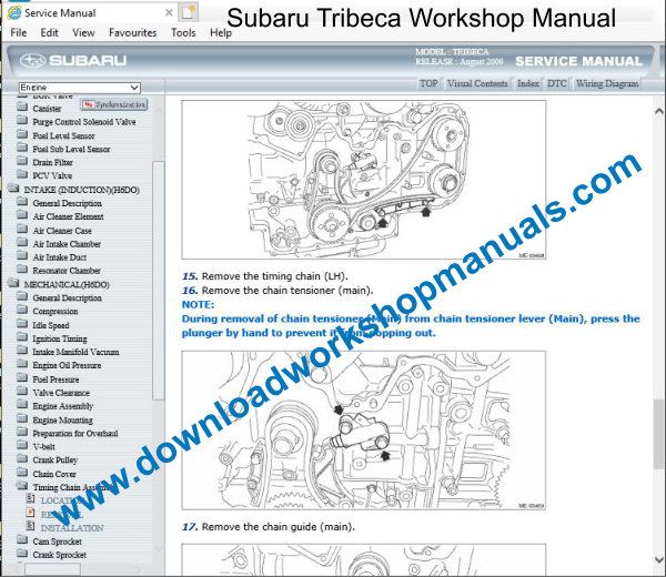 Subaru Tribeca workshop manual